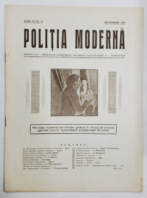 POLITIA MODERNA , REVISTA LUNARA DE SPECIALITATE , LITERATURA SI STIINTA , ANUL VI , NR.67 , SEPTEMBRIE , 1931 foto