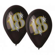 Set 5 baloane latex aniversare 18 ani negru 30 cm