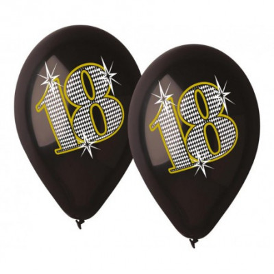 Set 5 baloane latex aniversare 18 ani negru 30 cm foto