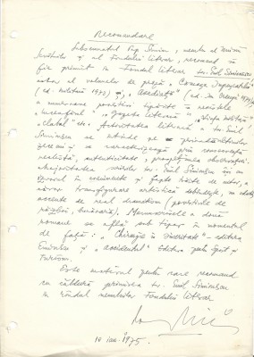A3418N Simion Pop, scriitor, jurnalist, ambasador al Rom&amp;acirc;niei &amp;icirc;n Ungaria, act olograf semnat, 1975 foto