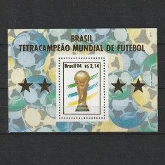 Brazilia Castigatoarea Cupei Mondiale de Fotbal - Brazilia 1994 - MNH - Colita Dantelata