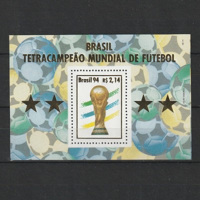 Brazilia Castigatoarea Cupei Mondiale de Fotbal - Brazilia 1994 - MNH - Colita Dantelata foto