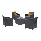 Set mobilier gradina Curver Claire II, 4 locuri, grafit, perne incluse, plastic, rezistent intemperii