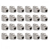 Set 24 Mufe CAT6A de 10 Gbit pentru cabluri Ethernet RJ45, Kwmobile, Argintiu, Metal, 45358.24