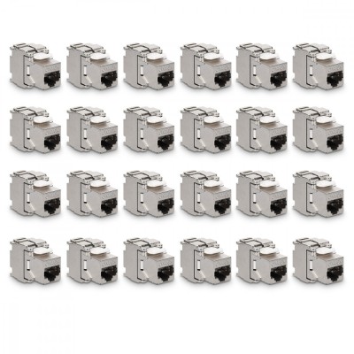 Set 24 Mufe CAT6A de 10 Gbit pentru cabluri Ethernet RJ45, Kwmobile, Argintiu, Metal, 45358.24 foto