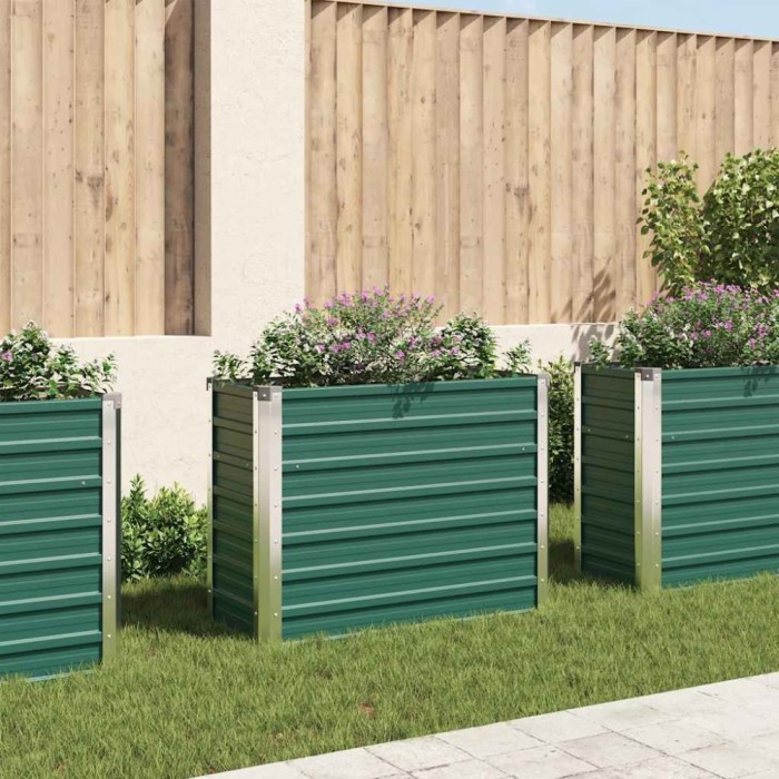 vidaXL Strat &icirc;nălțat de grădină, verde, 100x40x77 cm, oțel galvanizat 44853