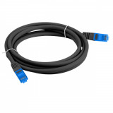 Cablu ecranat S FTP, Lanberg 42484, cat.6A, lungime 2m, AWG 26, 500 MHz, LSZH, mufat 2xRJ45, ethernet, negru