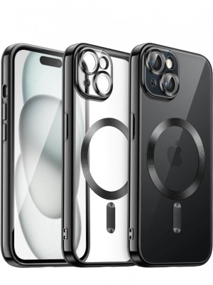 Huse silicon cu incarcare magetica wireless pentru Iphone 15 Plus Negru foto