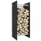 Gossi rastel lemne de foc negru 40x35x100 cm sticla securizata