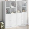 VidaXL Bibliotecă cu uși, alb, 136x37x142 cm, lemn prelucrat