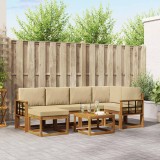 vidaXL Set de canapele de exterior cu pernă 7 pcs Natural și Bej 3366686
