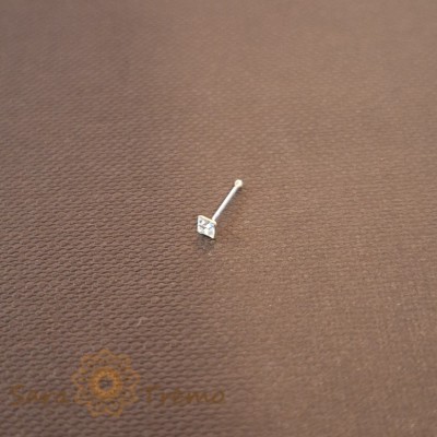 Piercing pentru nas din argint cu cristal zirconia alb patrat foto