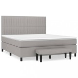 Cumpara ieftin Pat continental, gri deschis, 180x200 cm, material textil