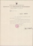 A1560 Semnătură olografă Sabin Manuilă, notă către Lucian Bolcaș, 1934, antet Institutul de Demografie și Recensăm&acirc;nt