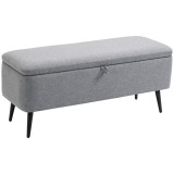 HOMCOM Banca de Depozitare Acoperita cu Tesatura cu Efect de Catifea, Banca de Pat Captusita, 101x38.5x44.5 cm, Gri