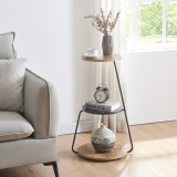 Masa laterala Sipoo efect lemn nuc negru marmorat negru cu 3 rafturi [en.casa] HausGarden Leisure, [en.casa]