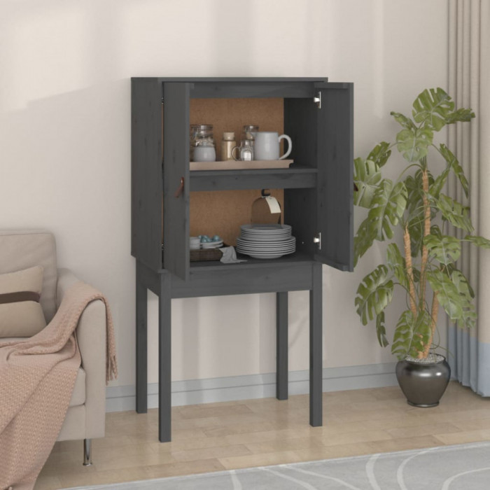 vidaXL Dulap &icirc;nalt, gri, 60x40x120 cm, lemn masiv de pin 821746
