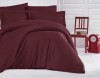 Lenjerie de pat matrimonial SUPER cu husa de perna dreptunghiulara, Elegance, damasc, dunga 1 cm 130 g/mp, Bordeaux, bumbac 100%