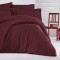 Lenjerie de pat matrimonial SUPER cu husa de perna dreptunghiulara, Elegance, damasc, dunga 1 cm 130 g/mp, Bordeaux, bumbac 100%