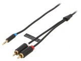 Cablu Jack 3,5mm la RCA x2 1,5m Aurit Negru, Vention