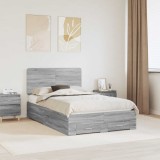 VidaXL Cadru de pat cu headboard Gri Sonoma 120 x 190 cm Lemn compozit 3412815