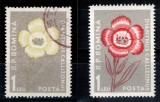 Romania 1957, LP 432, Flora carpatina, valoarea de 1 Leu cu EROARE - LIPSA CULOAREA ROSIE, stampilata! RARISIMA!!!