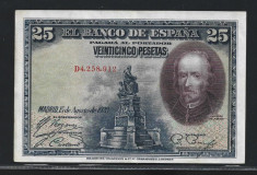 SPANIA - 25 PESETAS - 15 AUGUST 1928 -P-74. UNC foto