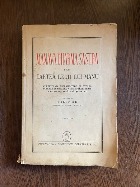 Manava-Dharma-Sastra sau Cartea Legii lui Manu (1944)