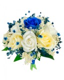 Buchet mic personalizabil cu trandafiri si floarea miresei (Albastru regal, Multicolor), Eventissimi&reg;