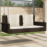Banca Balansoar Gradina Maro Poliratan cu Perne, 119x56x48 cm
