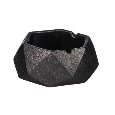 Scrumiera hexagonala din ceramica, Negru, 10.5x5 cm, ATU-084058 foto