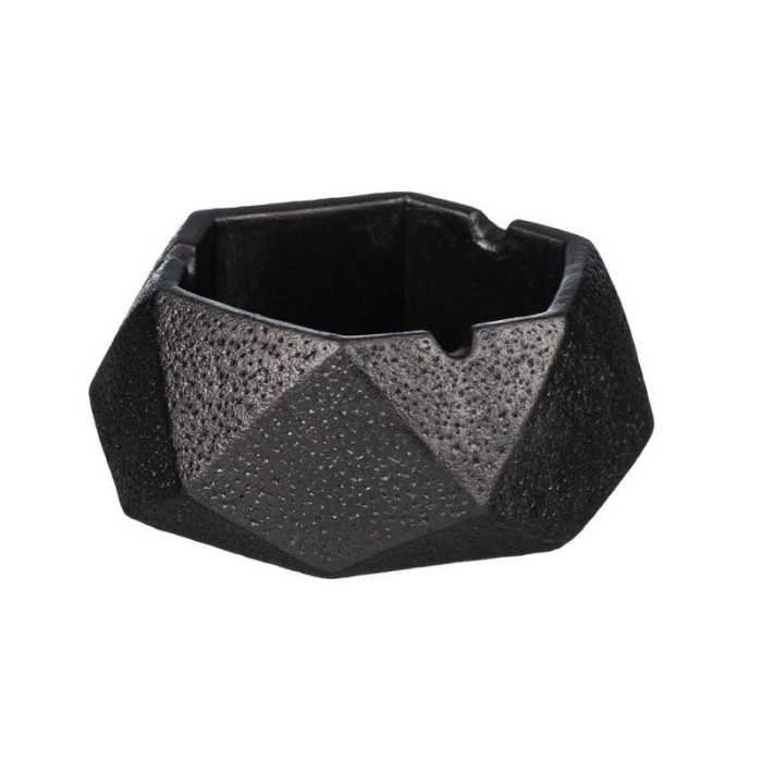 Scrumiera hexagonala din ceramica, Negru, 10.5x5 cm, ATU-084058