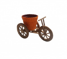 Tricicleta lucrata manual, decoratiuni, ghiveci pentru flori foto