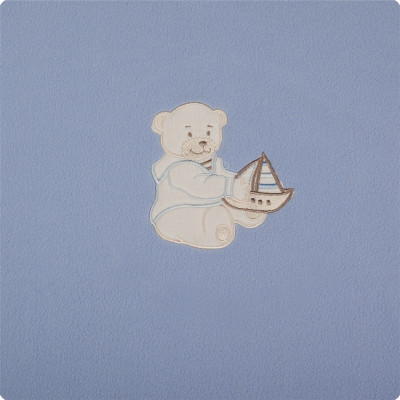 Paturica bebelusi cu Broderie Polar Fleece Womar Zaffiro, 90 x 80 cm, Albastru inchis foto