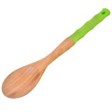 Lingură Lemn, M&acirc;ner Silicon, Verde, 30cm, Oem