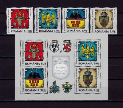 RO 2008 LP 1816+b &amp;quot;Insemne Heraldice Romanesti&amp;quot;, serie + colita 437 ,MNH foto