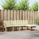 vidaXL Set mobilier gradina exterior 5 piese lemn acacia textilene alb crem perne confortabile rezistent vreme