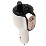 MODULATOR AUTO FM SPACER cu casca Bluetooth 5.0, 1xUSB QC3.0 + Type-C; 1xUSB max. 5V/3.1A, earphone 30mAh, 12V-24V, max. 10-15m, mic max. 0-2m, format