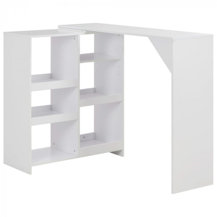 Gossi masa de bar cu raft mobil, alb, 138x39x110 cm