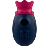 Stimulator clitoris INTENSE Clit Stimulator, design cu coroană, cu funcție de simulare sex oral, 10 funcții de aspirare, albastru cu roz