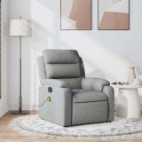 VidaXL Fotoliu de masaj rabatabil, gri deschis, textil