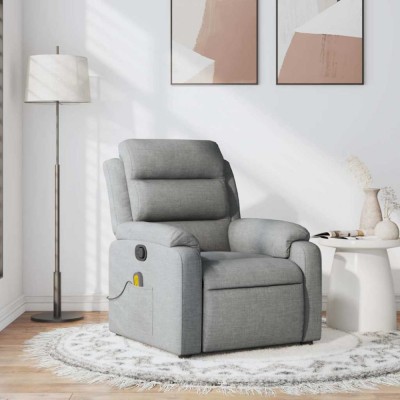 vidaXL Fotoliu de masaj rabatabil, gri deschis, textil foto