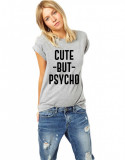 Cumpara ieftin Tricou dama gri - Cute But PSYCHO - XL, THEICONIC