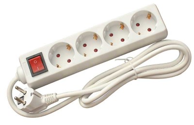 Prelungitor 4c 5m alb+intrerupator 3x1.5mm eco foto