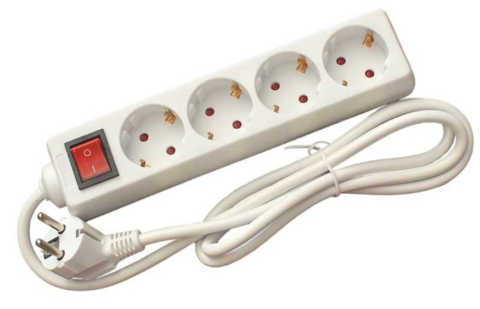 Prelungitor 4c 5m alb+intrerupator 3x1.5mm eco