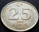 Cumpara ieftin Moneda 25 YENI KURUS - TURCIA, anul 2005 *cod 2309 B = UNC, Europa