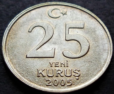 Moneda 25 YENI KURUS - TURCIA, anul 2005 *cod 2309 B = UNC foto