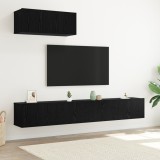 vidaXL Set Mobilier TV 3 Piese Montat pe Perete Negru din Lemn Prelucrat