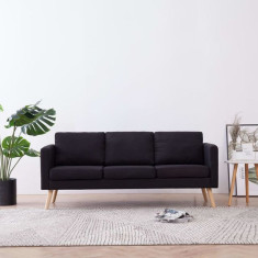 Canapea cu 3 locuri, negru, material textil foto