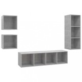 Cumpara ieftin Set de dulapuri TV, 4 piese, gri beton, lemn prelucrat